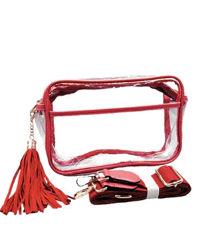 New Season Fashion Preview Sale Clear And Red Rectangle Crossbody