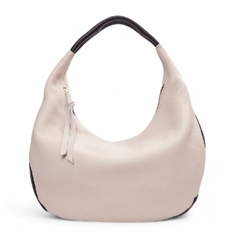 Quick Grab Deals Lucia Hobo in Lamb and Black Italian Buffalo Cowhide