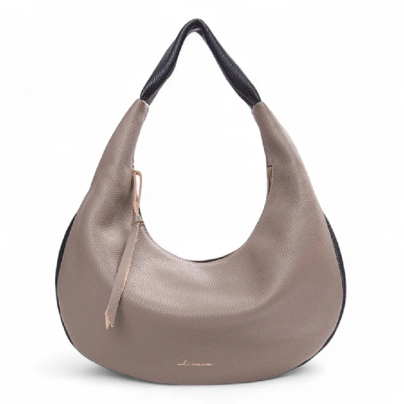 Limited Time Special Offer Lucia Hobo in Portobello and Black Italian Buffalo Cowhide
