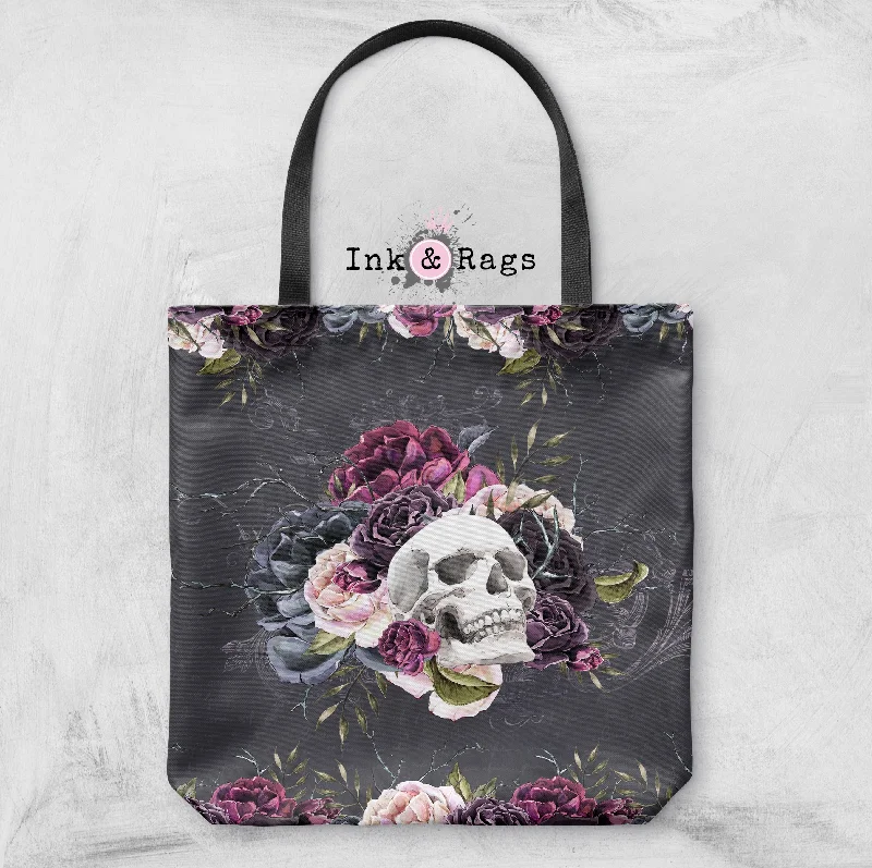 Quick Grab Deals Forget Me Not Skull and Rose Casual Tote