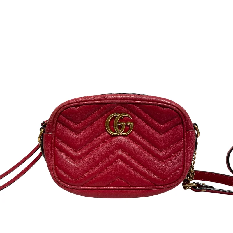 Spacious Bags With Holiday Promotions GUCCI/Cross Body Bag/Leather/RED/MARMONT