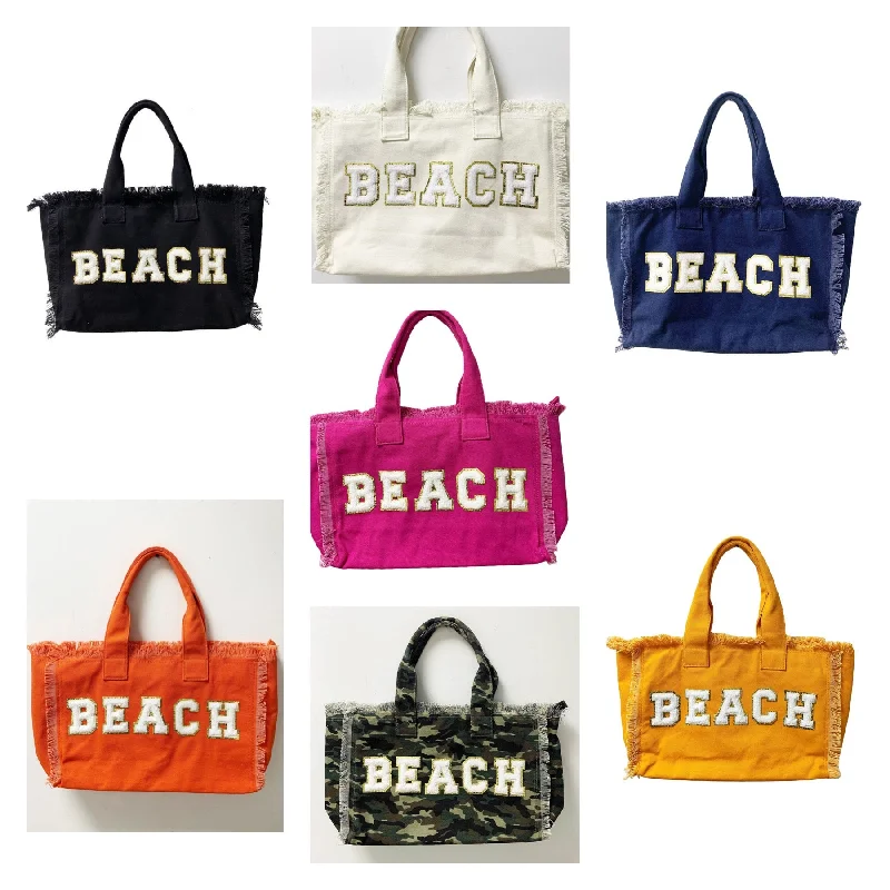 Luxury Bags For Working Professionals Beach Fringe Canvas Tote Bag - Assorted Colors