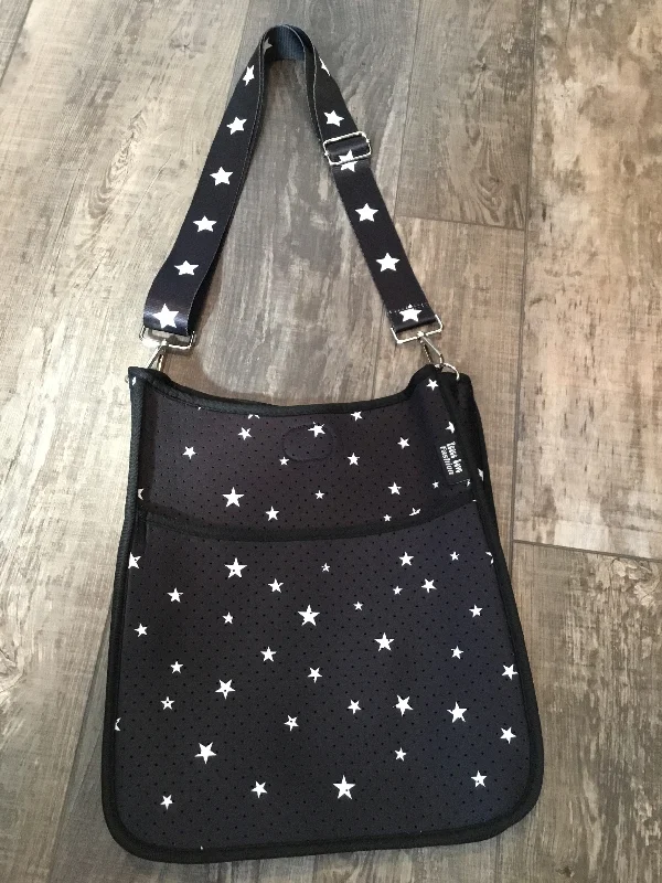 Handbag For Fashion Black Mini Star Neoprene Messenger Bag with Black & White Star Strap