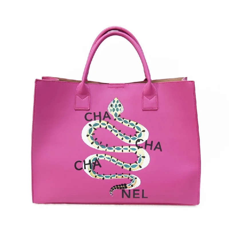 Limited Edition Bags For Collectors Cha Cha Vegan Leather Tote - Dark Pink