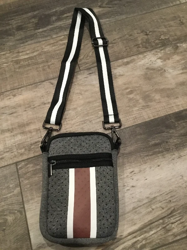 Inspired Bags For Luxury Fashion Lovers Charcoal with Merlot Stripe Neoprene Cell Phone Crossbody Bag