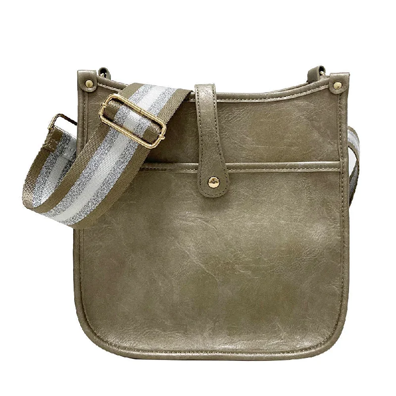 Stylish And Affordable Bags For Every Occasion Distressed Golden Vintage Vegan Leather Messenger Bag w/ Stripe Strap