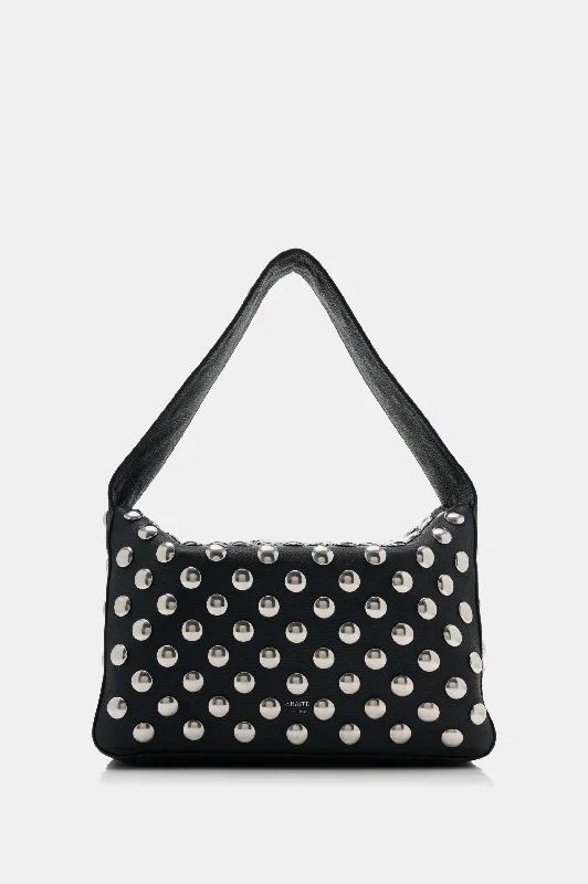 Compact Bags For Minimalist Travelers Elena Shoulder Bag with Silver Studs in Black