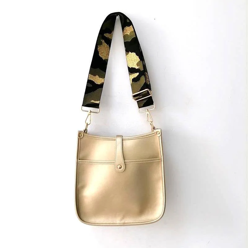 Versatile Bags That Suit Any Outfit Or Event Gold Vintage Vegan Leather Messenger Bag