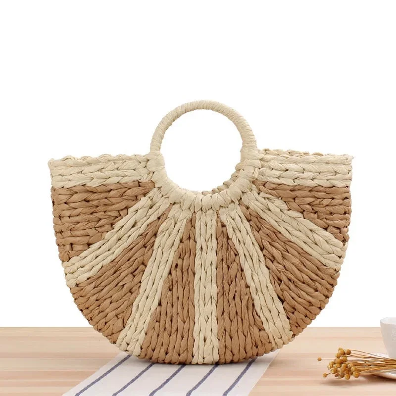 Black Friday Deals On Stylish Handbags Handwoven Summer Beach Rattan Straw Bag