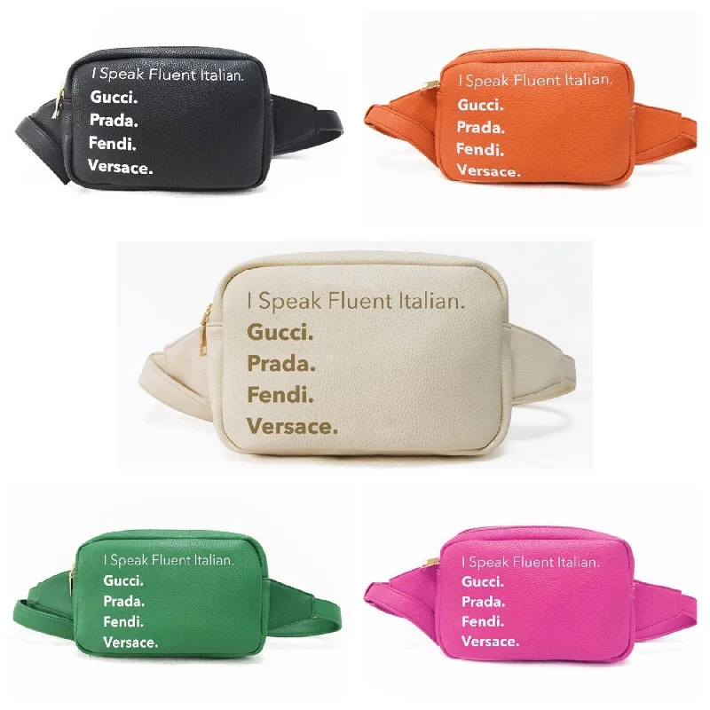 Discounted Designer Bags On Sale I Speak Fluent Italian Vegan Leather Fanny Waist Pack - Assorted Colors