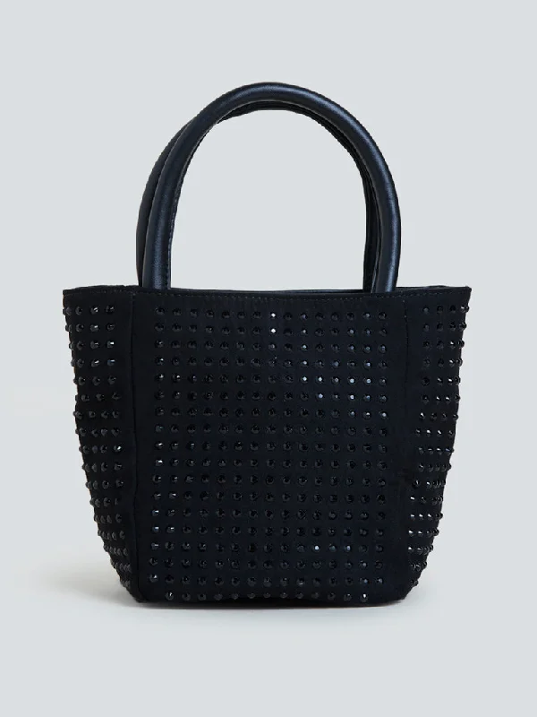 Luxury Bags With Premium Materials And Craftsmanship LOV Black Embellished Handbag