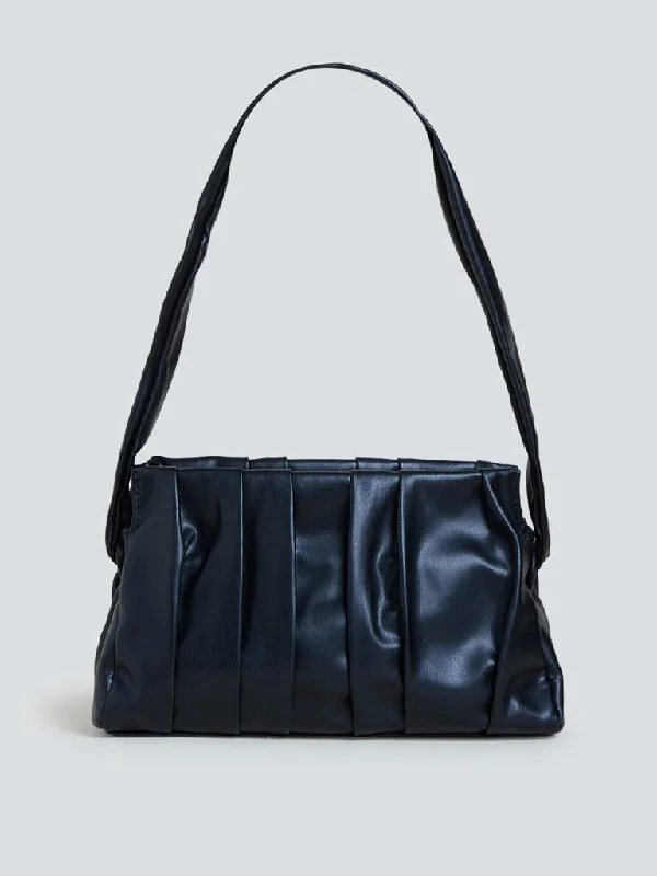 Bags For College Students On A Budget LOV Black Pleated Shoulder Bag