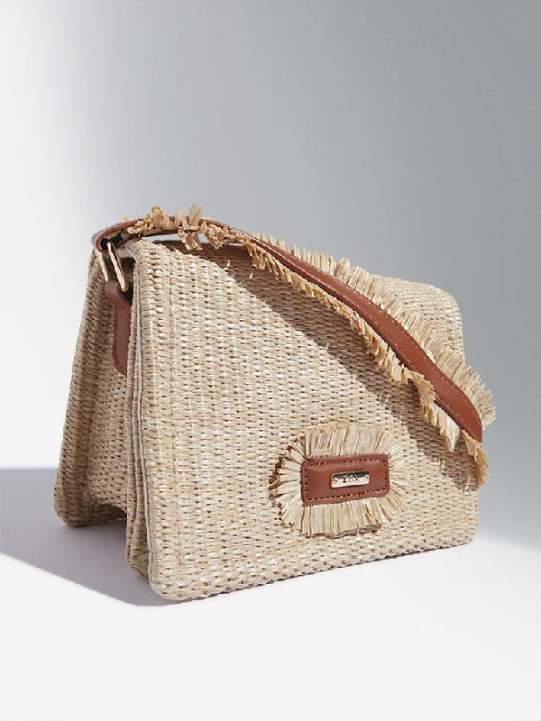 Limited-Time Offer On Trendy Bags LOV Brown Cane Pattern Sling Bag