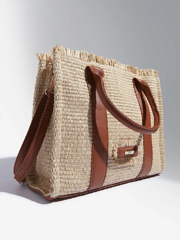 Urban Style LOV Brown Cane Pattern Tote Bag