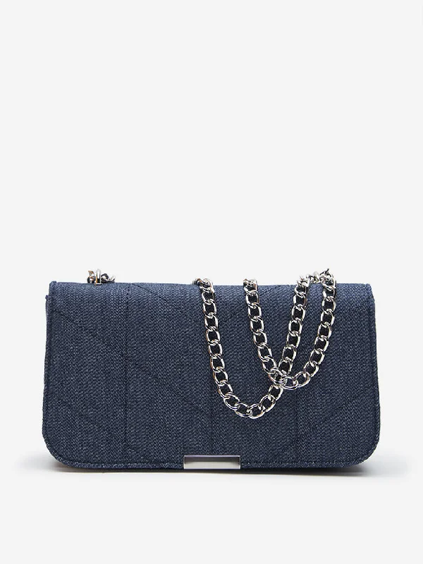 Elegant New Year Party Bags With Flash Sales LOV Dark Blue Chain-Detailed Sling Bag