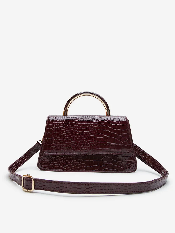 Edgy Bags For Bold And Daring Fashionistas LOV Maroon Textured Sling Bag