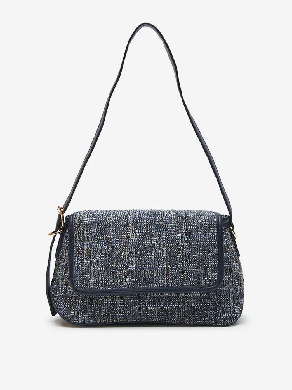 Spacious Bags With Holiday Promotions LOV Navy Knit Textured Sling Bag