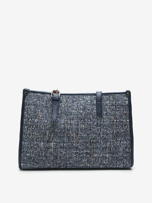 Bags With Tsa-Approved Features LOV Navy Knit Textured Tote Bag