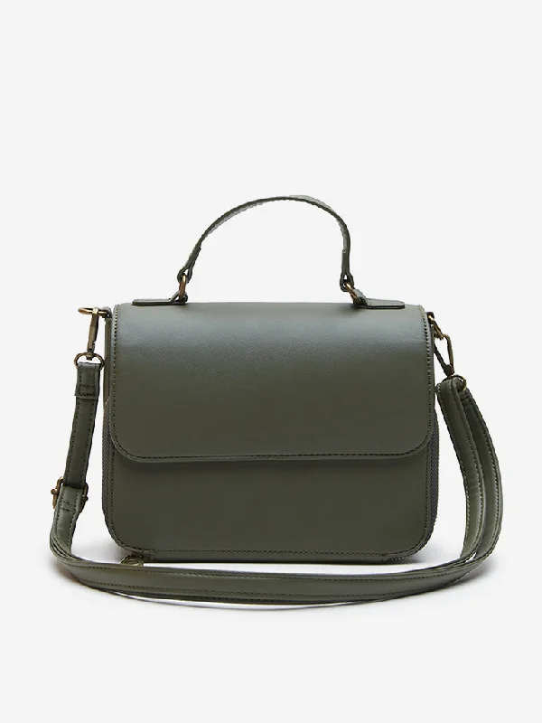 Luxury Bags On Sale LOV Olive Solid Satchel Bag