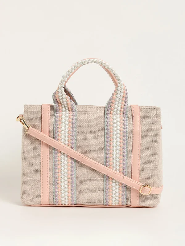 Office Professionals LOV Pink Jute Tote Bag