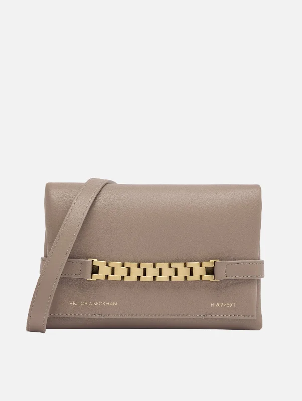 Bags For Free-Spirited And Artistic Styles Mini Chain Pouch in Taupe