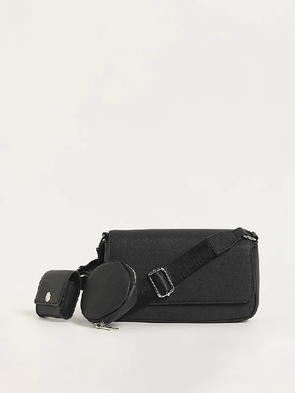 Luxury Bags On Sale Nuon Black Sling Bag with Coin Pouch