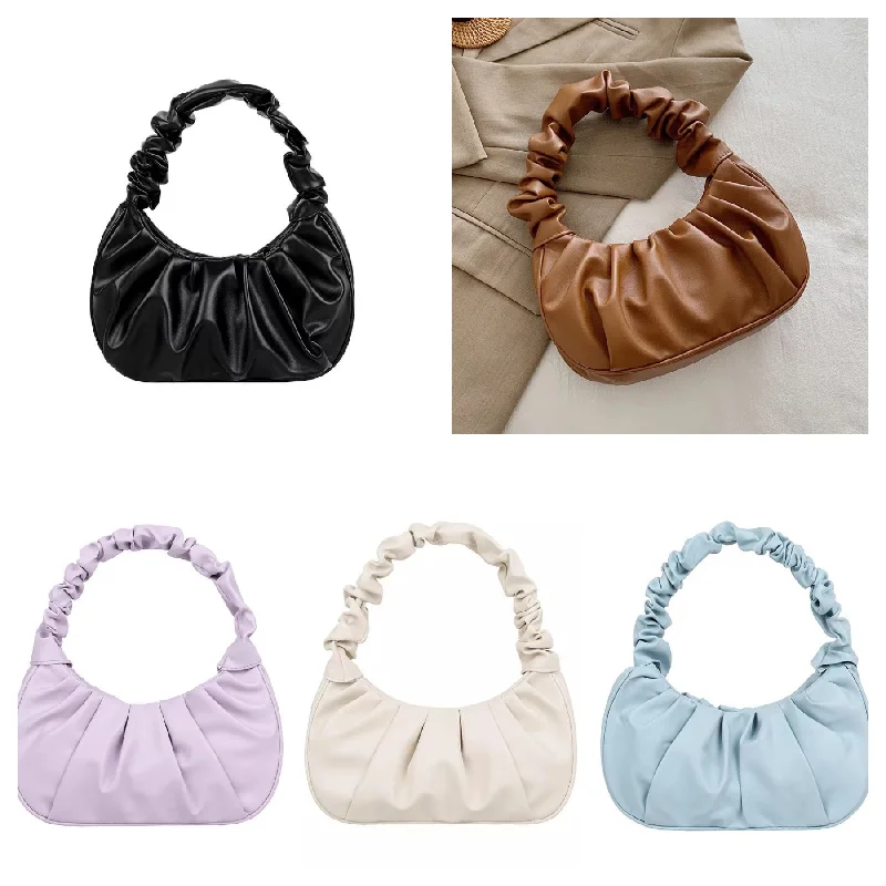 Bags For Personalized Gifts Ruched Dumpling Vegan Leather Purse - Assorted Colors