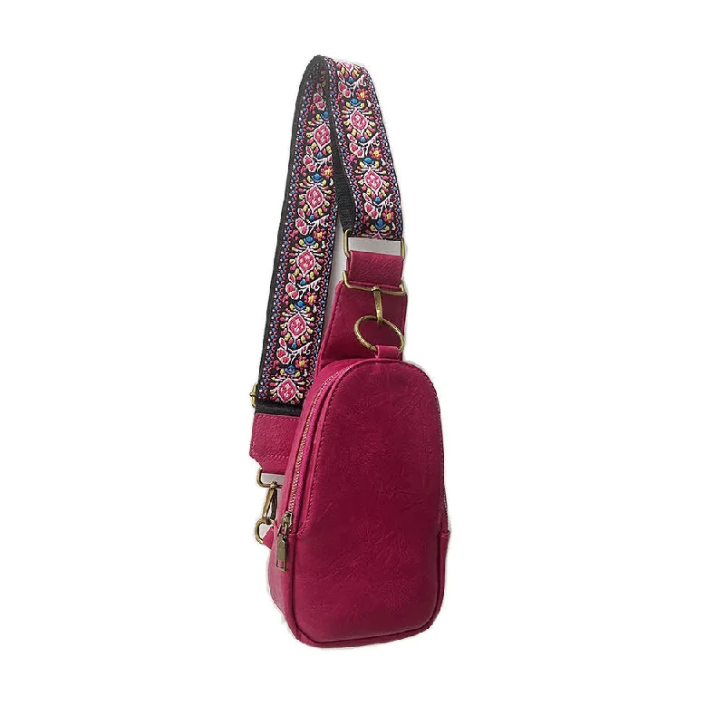 Trendy Bags For Teenage Girls Vegan Leather Sling/ Belt Bag -  Raspberry