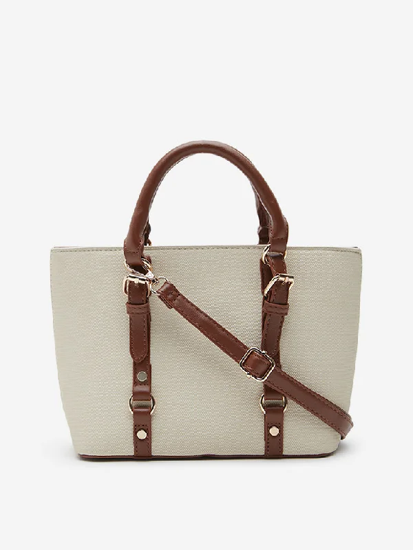 Handbag For Fashion Westside Accessories Beige Textured Tote Bag