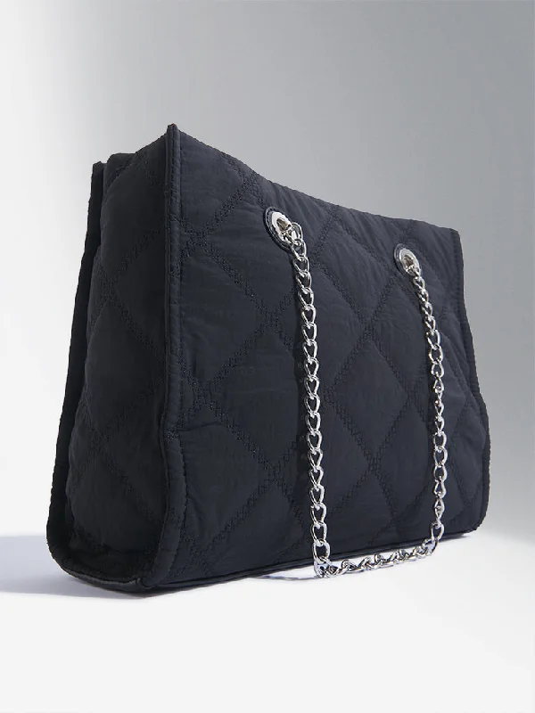 Bags With Seasonal Sales Westside Accessories Black Quilted Design Cotton Shoulder Bag