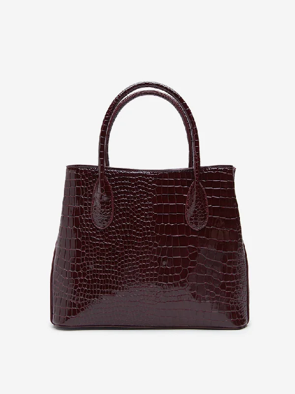 Bags For Playful And Chic Styles Westside Accessories Maroon Textured Shoulder Bag