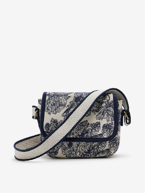 Trendy Bags For Teenage Girls Westside Accessories Navy Floral Printed Sling Bag