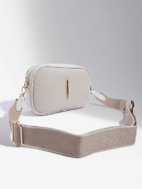 Glamorous Bags For Evening Events And Parties Westside Accessories Off-White Textured Crossbody Bag