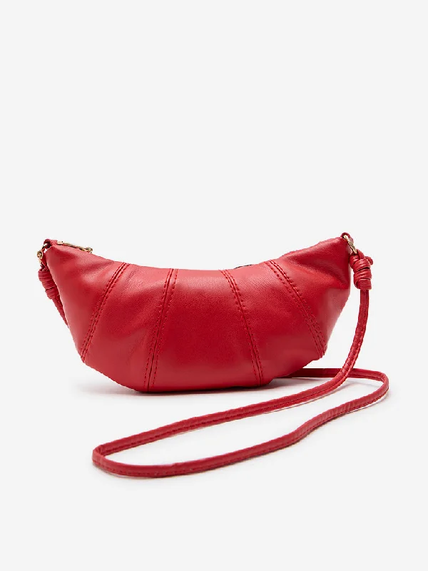 Discounted Designer Bags For Clearance Sale Westside Accessories Red Croissant Sling Bag