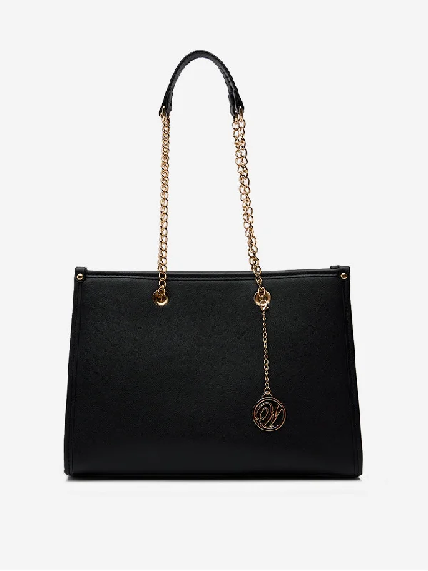 Vintage Bags For Retro And Classic Fashion Lovers Westside Black Chain-Detailed Hand Bag