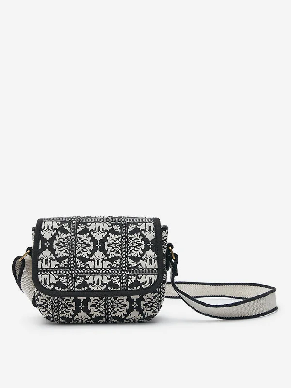 Spacious And Discounted Bags Westside Black Ethnic Pattern Sling Bag