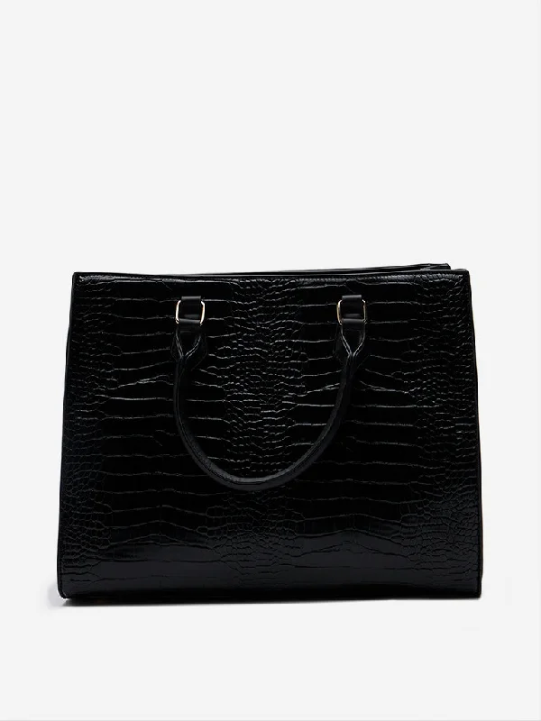 Luxury Bags On Sale Westside Black Textured Shoulder Bag