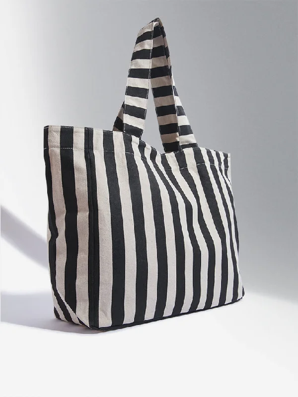 Genuine Bags On Clearance Sale Westside Black & White Striped Alex Tote Bag