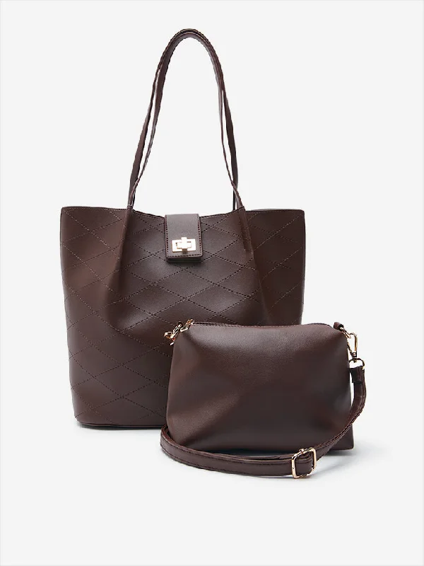 Lightweight And Functional Bags For Travel And Work Westside Brown Tote Bag with Sling