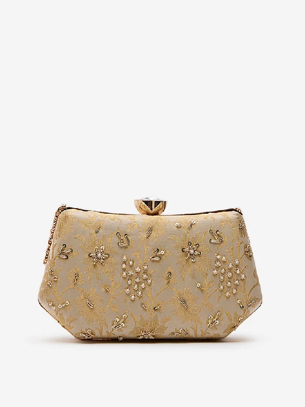 Handbag For Women Westside Gold Embellished Clutch Bag