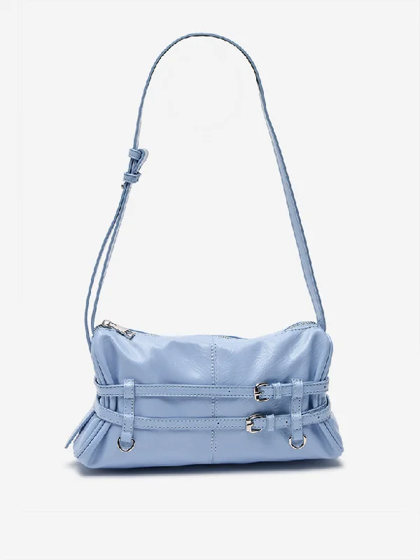 Luxury Bags With Premium Materials And Craftsmanship Westside Light Blue Belted Hand Bag