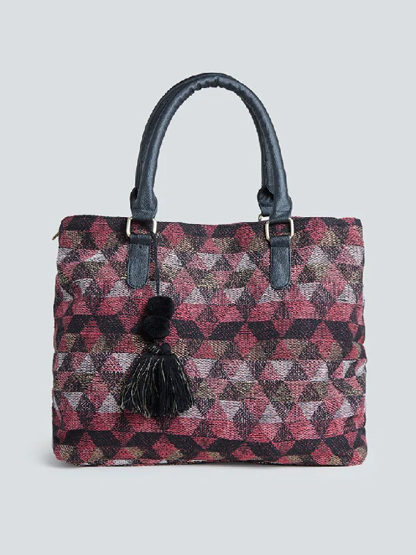 Bold And Flash-Sale Bags Westside Maroon Triangle Patterned Tote Bag