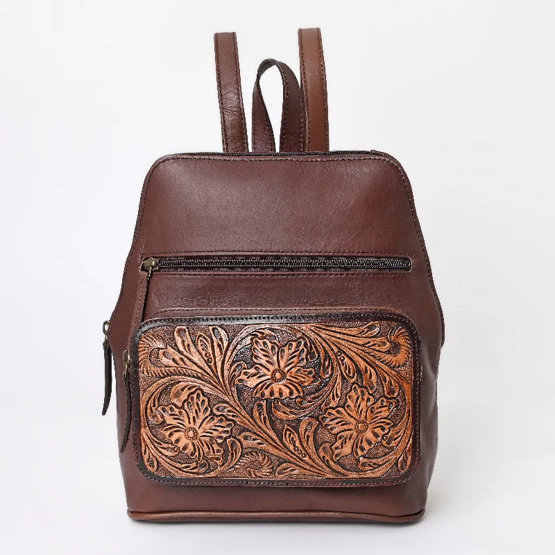 Bags For Minimalist And Functional Design A&A-1043 Montana West Genuine Oily Calf Leather Hand Tooled Collection Backpack