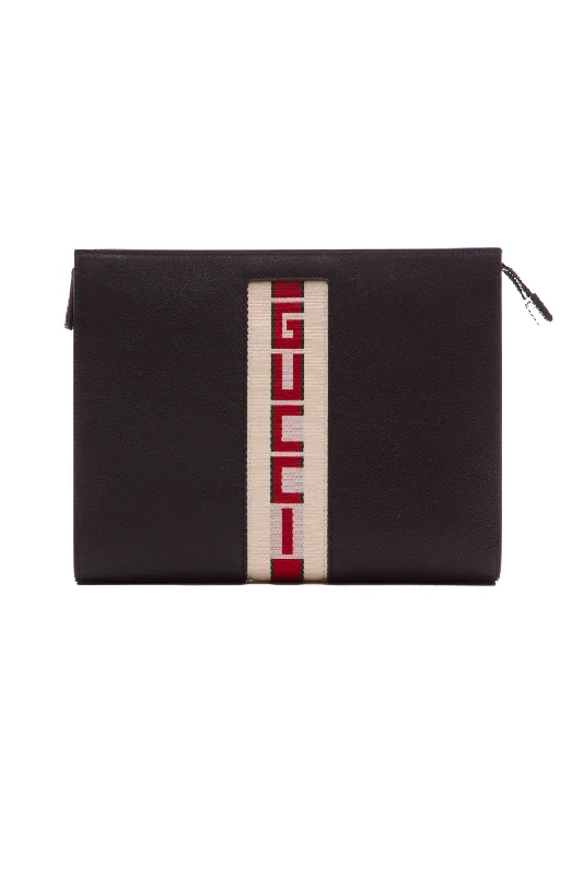 Luxury Bags With Premium Materials And Craftsmanship Logo Stripe Zip Pouch