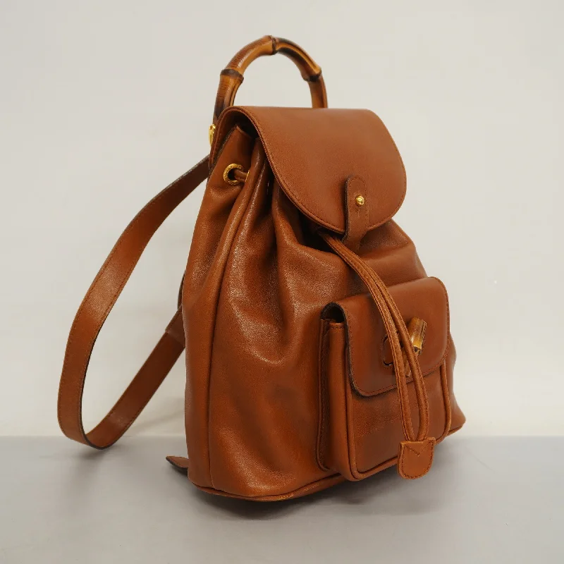 Inspired Bags For Timeless Elegance GUCCI  Bamboo Rucksack 003 1705 0030 Women's Leather Backpack Brown