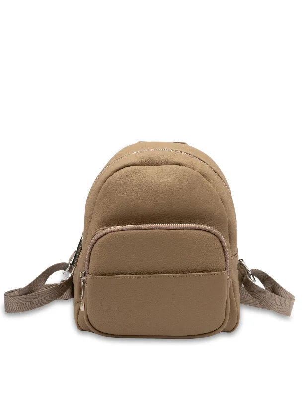 Spacious And Discounted Bags Mocha Scarlett Leather Backpack- Taupe