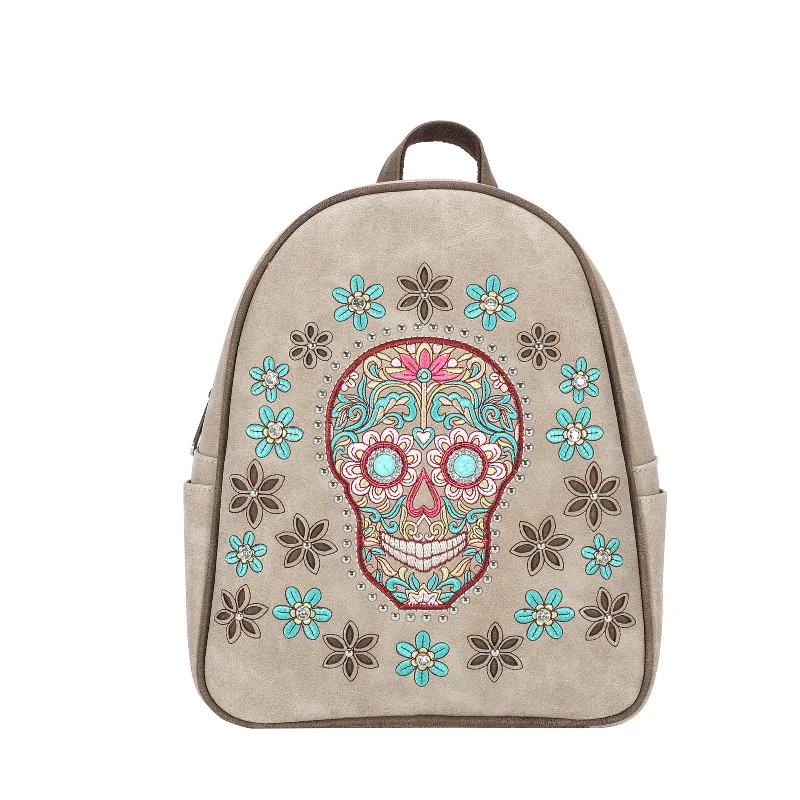 Customizable Bags For Personalized Style MW1121-9110 Montana West Sugar Skull Collection Backpack