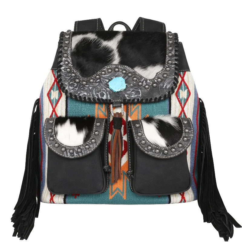 Bags For College Students On A Budget MW1215-9110 Montana West Hair-On Cowhide Collection Aztec Tapestry Backpack