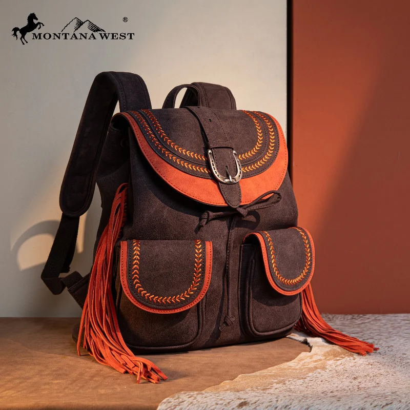 Stylish And Affordable Bags For Every Occasion MW1289-9110 Montana West Fringe Buckle Collection Backpack