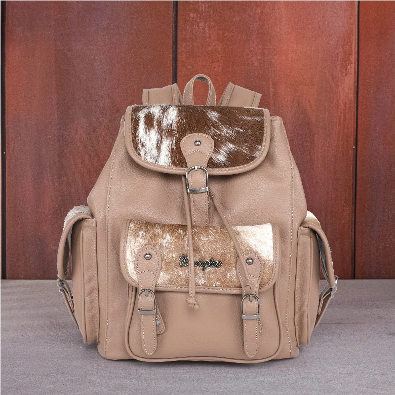 Luxurious Bags With Limited-Time Offers WG12-9110 Wrangler Hair-on Cowhide Backpack - Khaki